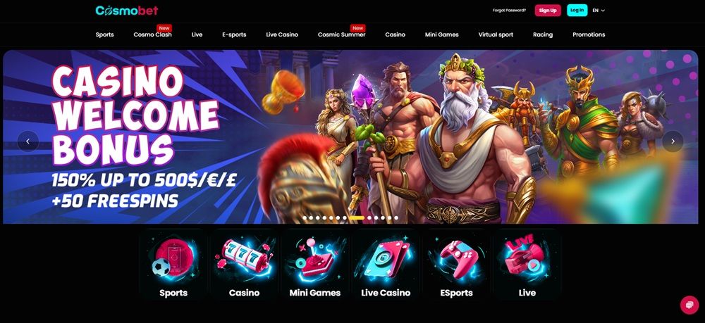 Cosmobet casino homepage